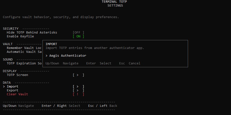 Terminal TOTP Windows screenshot 2
